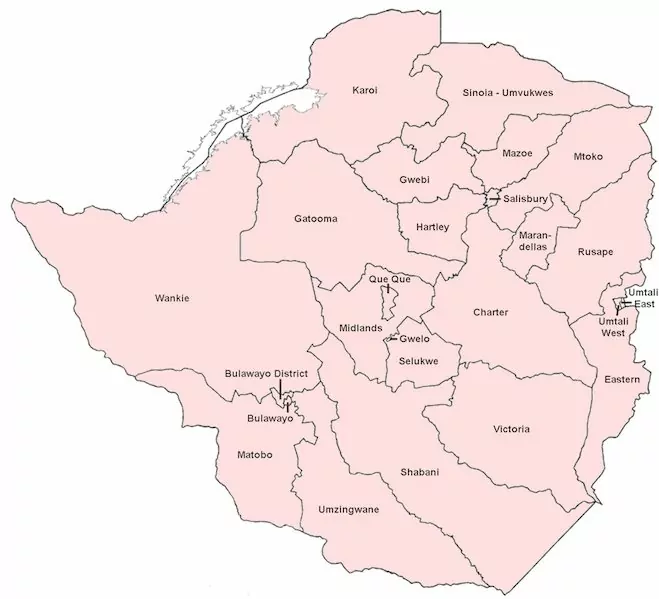 Rhodesia Map (ca. 1970)
